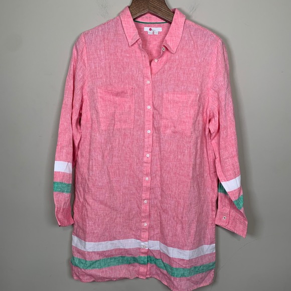 Boden Dresses & Skirts - Boden 100% Linen Long Sleeve Button Down Tunic/Shirt Dress Size 12R Preppy